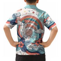 Personalized Hawaii Back To School Hawaiian Shirt Retro Rainbow Sun with Tropical Hibiscus Flowers TS04 - Polynesian Pride