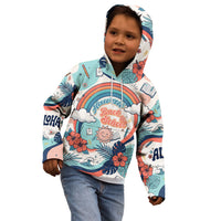 Personalized Hawaii Back To School Kid Hoodie Retro Rainbow Sun with Tropical Hibiscus Flowers TS04 - Polynesian Pride
