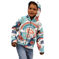 Personalized Hawaii Back To School Kid Hoodie Retro Rainbow Sun with Tropical Hibiscus Flowers TS04 - Polynesian Pride