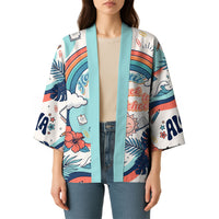 Personalized Hawaii Back To School Kimono Retro Rainbow Sun with Tropical Hibiscus Flowers TS04 - Polynesian Pride