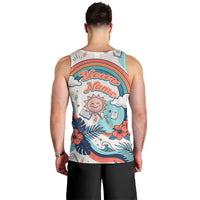 Personalized Hawaii Back To School Men Tank Top Retro Rainbow Sun with Tropical Hibiscus Flowers TS04 - Polynesian Pride