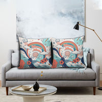 Personalized Hawaii Back To School Pillow Cover Retro Rainbow Sun with Tropical Hibiscus Flowers TS04 - Polynesian Pride