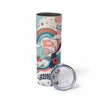 Personalized Hawaii Back To School Skinny Tumbler Retro Rainbow Sun with Tropical Hibiscus Flowers TS04 - Polynesian Pride