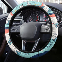Hawaii Back To School Steering Wheel Cover Retro Rainbow Sun with Tropical Hibiscus Flowers TS04 - Polynesian Pride