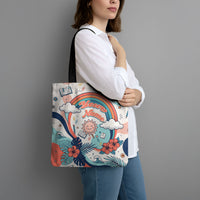 Personalized Hawaii Back To School Tote Bag Retro Rainbow Sun with Tropical Hibiscus Flowers TS04 - Polynesian Pride