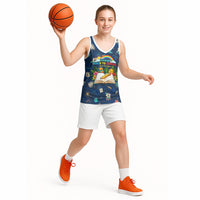 Personalized Hawaii Back To School Aloha Learning Basketball Jersey Retro Rainbow open Notebook with Pineapple and Hibiscus Flowers TS04 - Polynesian Pride