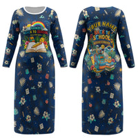 Personalized Hawaii Back To School Aloha Learning Couples Matching Long Sleeve Bodycon Dress and Hawaiian Shirt Retro Rainbow open Notebook with Pineapple and Hibiscus Flowers TS04 - Polynesian Pride