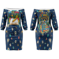 Personalized Hawaii Back To School Aloha Learning Couples Matching Off The Shoulder Long Sleeve Dress and Long Sleeve Button Shirt Retro Rainbow open Notebook with Pineapple and Hibiscus Flowers TS04 - Polynesian Pride
