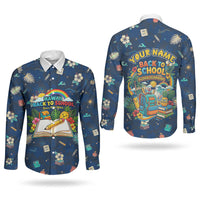 Personalized Hawaii Back To School Aloha Learning Couples Matching Tank Maxi Dress and Long Sleeve Button Shirt Retro Rainbow open Notebook with Pineapple and Hibiscus Flowers TS04 - Polynesian Pride