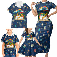 Personalized Hawaii Back To School Aloha Learning Family Matching Short Sleeve Bodycon Dress and Hawaiian Shirt Retro Rainbow open Notebook with Pineapple and Hibiscus Flowers TS04 - Polynesian Pride
