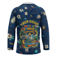 Personalized Hawaii Back To School Aloha Learning Hockey Jersey Retro Rainbow open Notebook with Pineapple and Hibiscus Flowers TS04 - Polynesian Pride