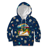 Personalized Hawaii Back To School Aloha Learning Kid Hoodie Retro Rainbow open Notebook with Pineapple and Hibiscus Flowers TS04 Hoodie Blue - Polynesian Pride