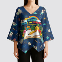 Personalized Hawaii Back To School Aloha Learning Kimono Sleeve Blouse Retro Rainbow open Notebook with Pineapple and Hibiscus Flowers TS04 - Polynesian Pride