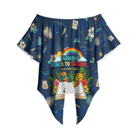 Personalized Hawaii Back To School Aloha Learning Off Shoulder Wrap Waist Top Retro Rainbow open Notebook with Pineapple and Hibiscus Flowers TS04 - Polynesian Pride