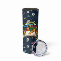 Personalized Hawaii Back To School Aloha Learning Skinny Tumbler Retro Rainbow open Notebook with Pineapple and Hibiscus Flowers TS04 - Polynesian Pride