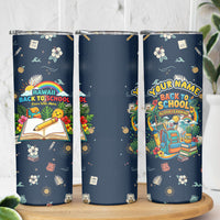 Personalized Hawaii Back To School Aloha Learning Skinny Tumbler Retro Rainbow open Notebook with Pineapple and Hibiscus Flowers TS04 - Polynesian Pride