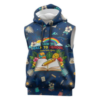 Personalized Hawaii Back To School Aloha Learning Sleeveless Hoodie Retro Rainbow open Notebook with Pineapple and Hibiscus Flowers TS04 Blue - Polynesian Pride
