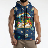 Personalized Hawaii Back To School Aloha Learning Sleeveless Zip Hoodie Retro Rainbow open Notebook with Pineapple and Hibiscus Flowers TS04 - Polynesian Pride