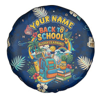Personalized Hawaii Back To School Aloha Learning Spare Tire Cover Retro Rainbow open Notebook with Pineapple and Hibiscus Flowers TS04 - Polynesian Pride