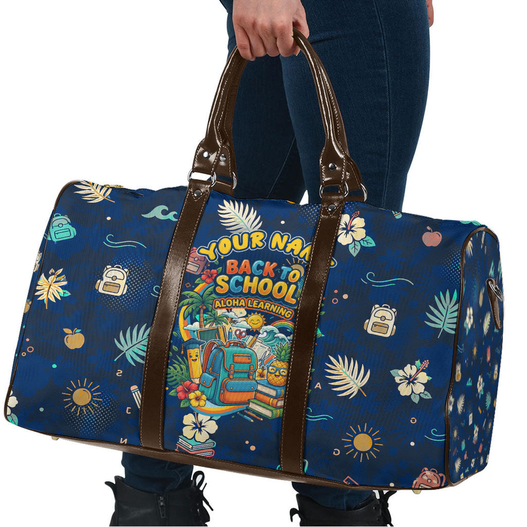 Personalized Hawaii Back To School Aloha Learning Travel Bag Retro Rainbow open Notebook with Pineapple and Hibiscus Flowers TS04 - Polynesian Pride