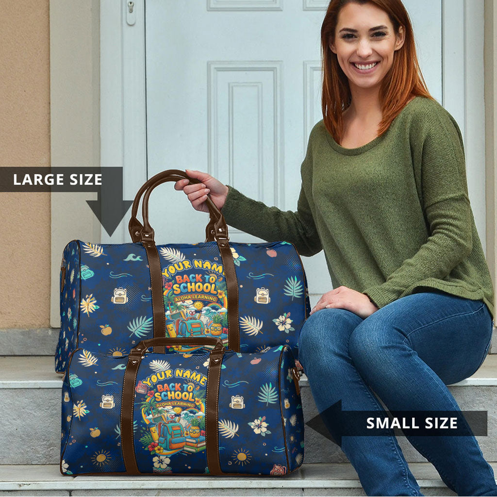 Personalized Hawaii Back To School Aloha Learning Travel Bag Retro Rainbow open Notebook with Pineapple and Hibiscus Flowers TS04 - Polynesian Pride