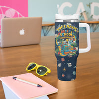 Personalized Hawaii Back To School Aloha Learning Tumbler With Handle Retro Rainbow open Notebook with Pineapple and Hibiscus Flowers TS04 - Polynesian Pride