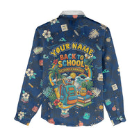 Personalized Hawaii Back To School Aloha Learning Women Casual Shirt Retro Rainbow open Notebook with Pineapple and Hibiscus Flowers TS04 - Polynesian Pride