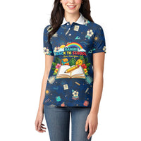 Personalized Hawaii Back To School Aloha Learning Women Polo Shirt Retro Rainbow open Notebook with Pineapple and Hibiscus Flowers TS04 - Polynesian Pride