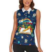Personalized Hawaii Back To School Aloha Learning Women Sleeveless Polo Shirt Retro Rainbow open Notebook with Pineapple and Hibiscus Flowers TS04 - Polynesian Pride