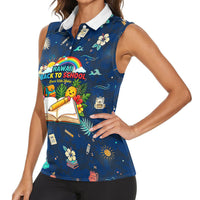 Personalized Hawaii Back To School Aloha Learning Women Sleeveless Polo Shirt Retro Rainbow open Notebook with Pineapple and Hibiscus Flowers TS04 - Polynesian Pride