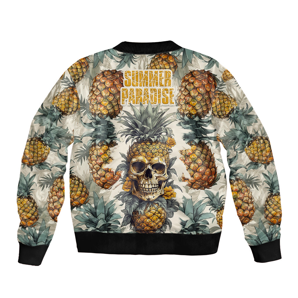Pineapple Skull Sleeve Zip Bomber Jacket Summer Paradise TS04 Unisex Multicolor - Polynesian Pride