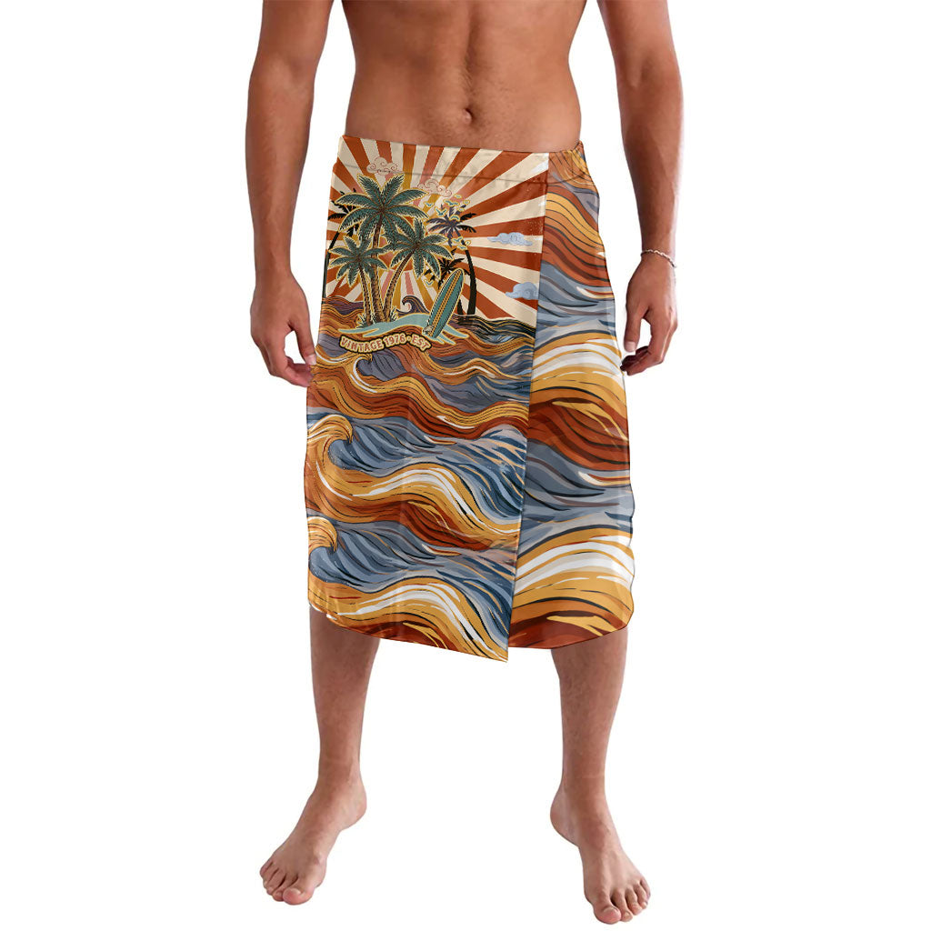 Aloha Nifty 50th Birthday Hawaii Lavalava Vintage Retro Sunburst Tropical Palm Tree Surfboard Art TS04 Orange Beige - Polynesian Pride