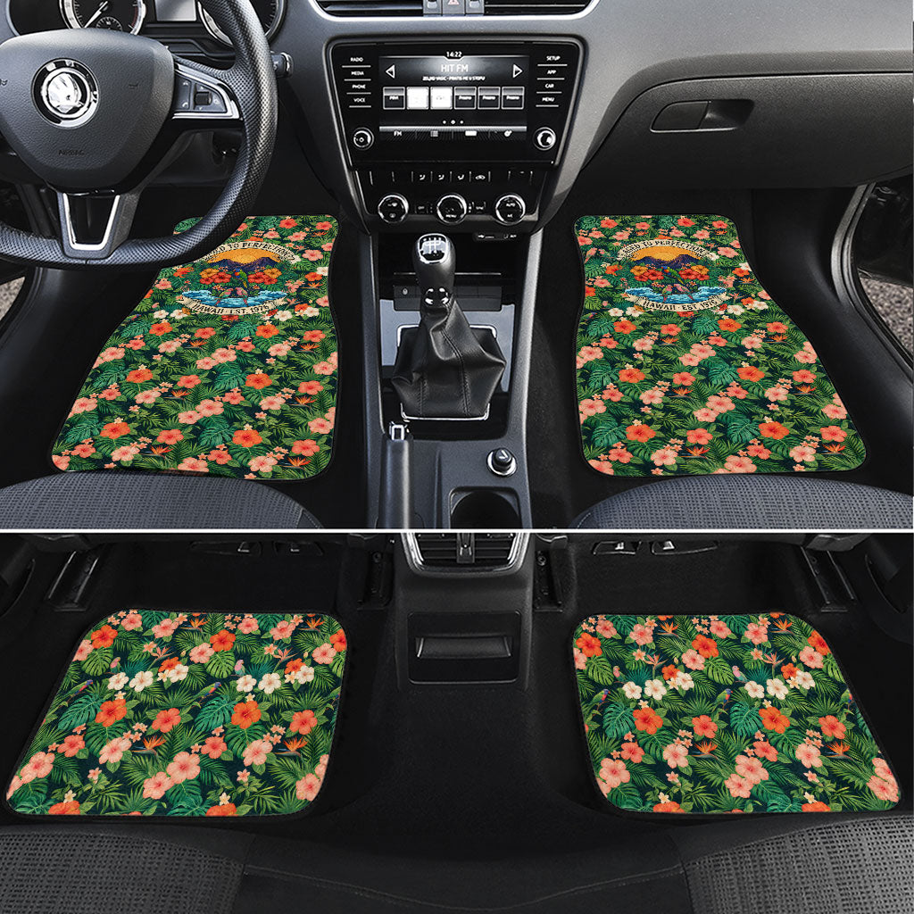 Hawaii 50th Birthday Car Mats Tropical Vintage Floral Hibiscus Parrot Island Sunset Art