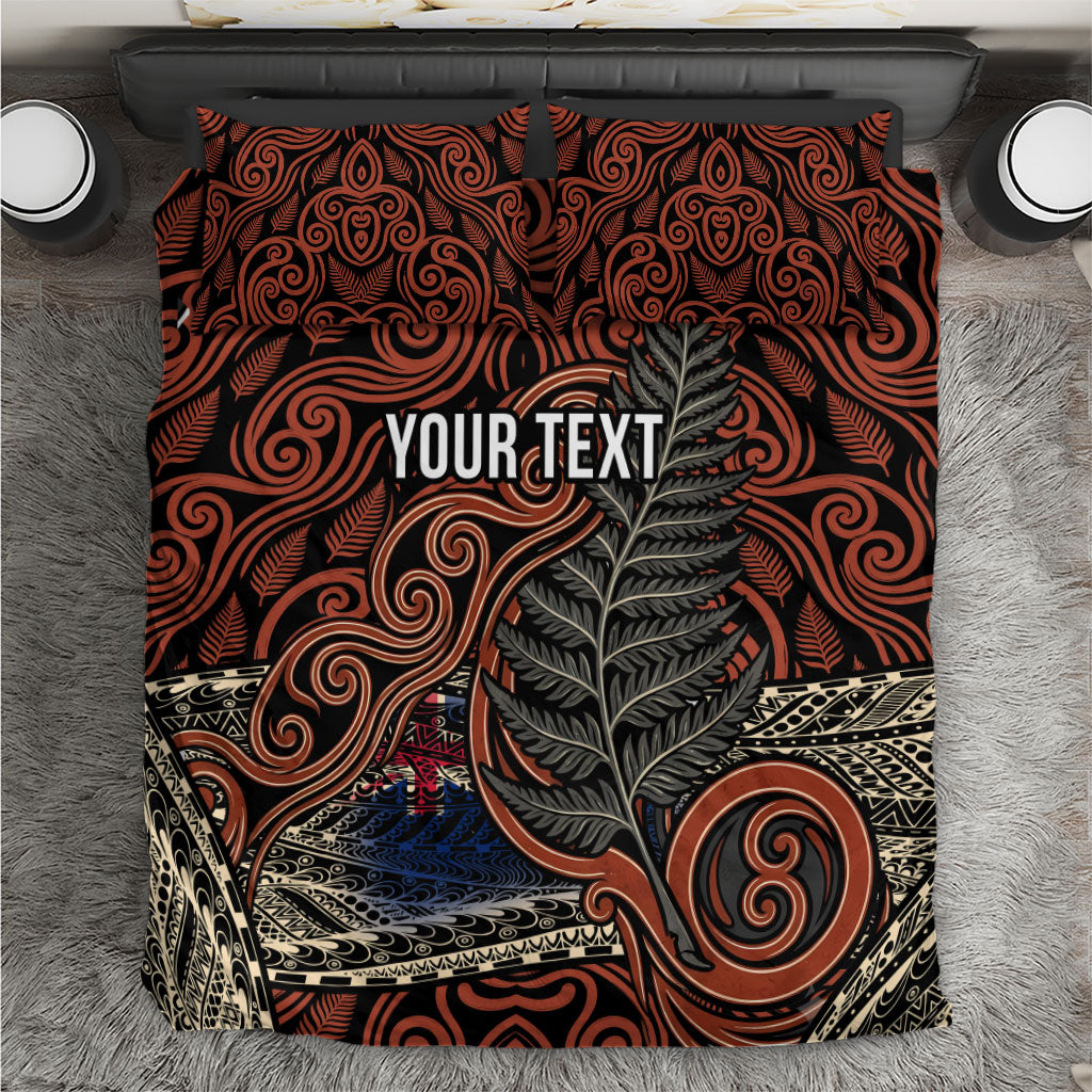 Personalised New Zealand 50th Birthday Bedding Set Aotearoa Tribal Pattern Silver Fern Flag TS04 Red Black - Polynesian Pride