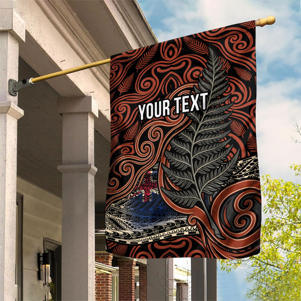 Personalised New Zealand 50th Birthday Garden Flag Aotearoa Tribal Pattern Silver Fern Flag TS04 House Flag Red Black - Polynesian Pride