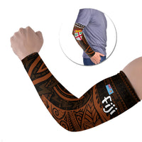 Straight Outta Kadavu Fiji Arm Sleeves Tribal Polynesian Tattoo Coat Of Arms Flag TS04 Set of 2 Brown Black - Polynesian Pride