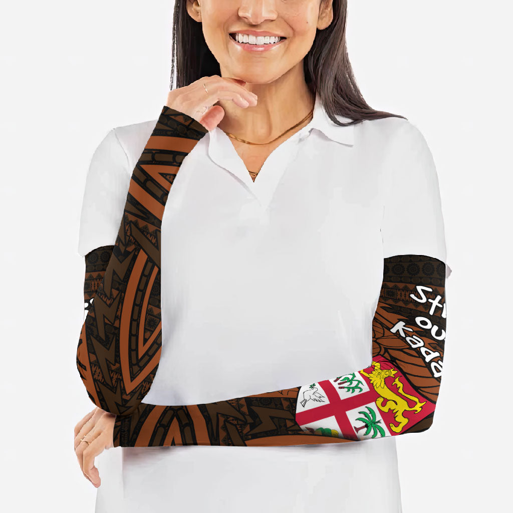 Straight Outta Kadavu Fiji Arm Sleeves Tribal Polynesian Tattoo Coat Of Arms Flag TS04 - Polynesian Pride