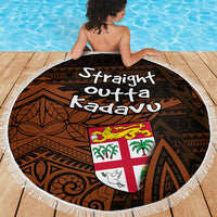 Straight Outta Kadavu Fiji Beach Blanket Tribal Polynesian Tattoo Coat Of Arms Flag TS04 - Polynesian Pride