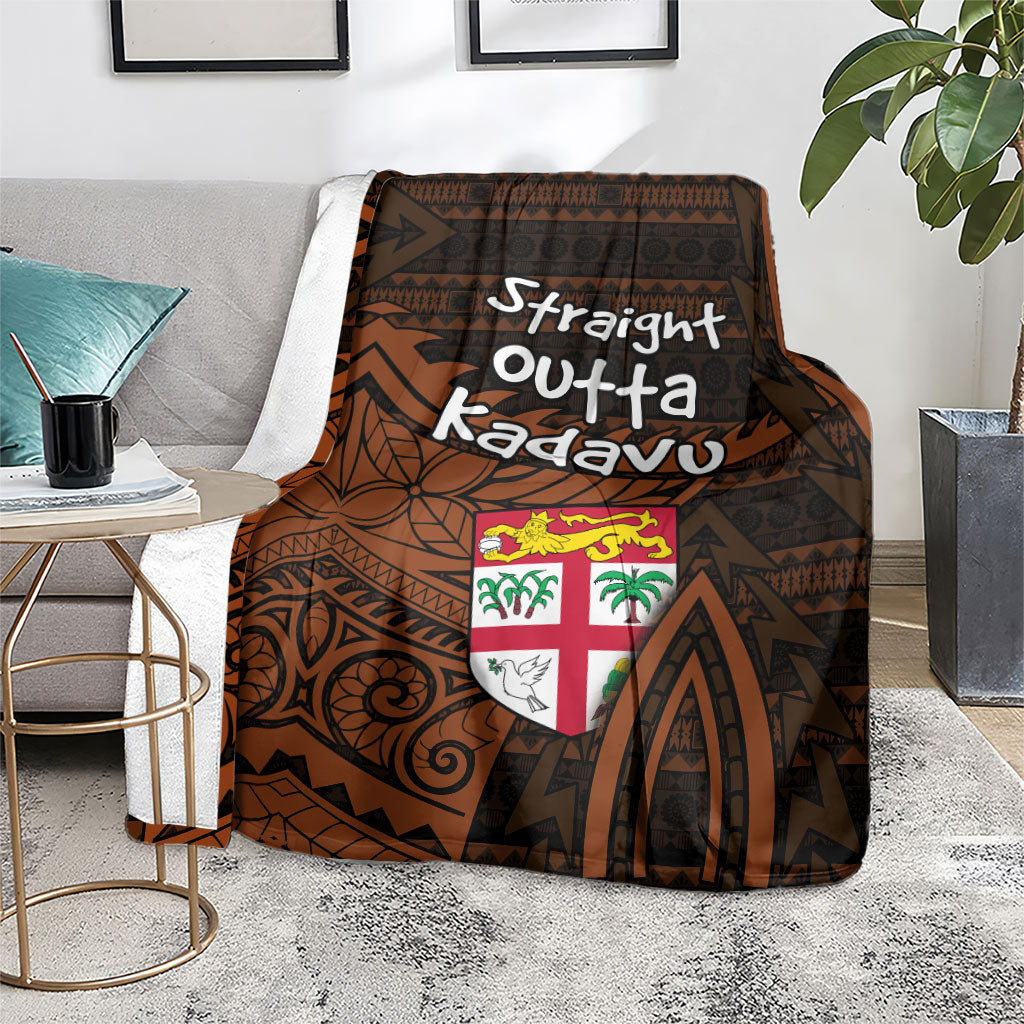Straight Outta Kadavu Fiji Blanket Tribal Polynesian Tattoo Coat Of Arms Flag TS04 - Polynesian Pride