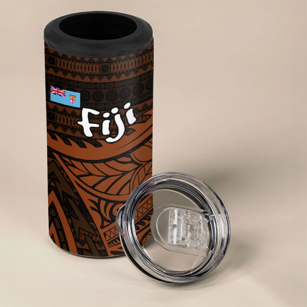 Straight Outta Kadavu Fiji 4 in 1 Can Cooler Tumbler Tribal Polynesian Tattoo Coat Of Arms Flag TS04 - Polynesian Pride