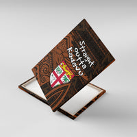 Straight Outta Kadavu Fiji Canvas Wall Art Tribal Polynesian Tattoo Coat Of Arms Flag TS04 With Frame Brown Black - Polynesian Pride