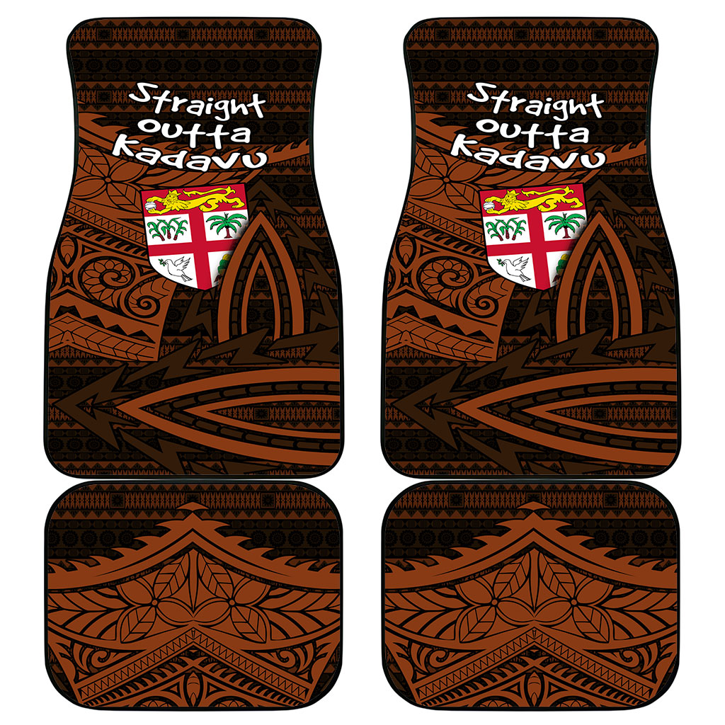 Straight Outta Kadavu Fiji Car Mats Tribal Polynesian Tattoo Coat Of Arms Flag TS04 - Polynesian Pride