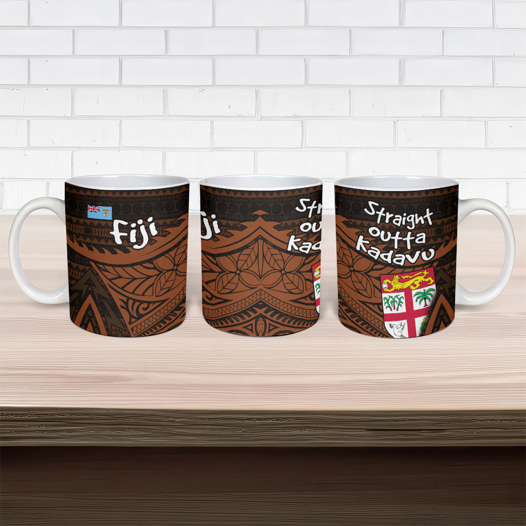 Straight Outta Kadavu Fiji Ceramic Mug Tribal Polynesian Tattoo Coat Of Arms Flag TS04 - Polynesian Pride