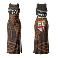 Straight Outta Kadavu Fiji Couples Matching Tank Maxi Dress and Long Sleeve Button Shirt Tribal Polynesian Tattoo Coat Of Arms Flag TS04 - Polynesian Pride