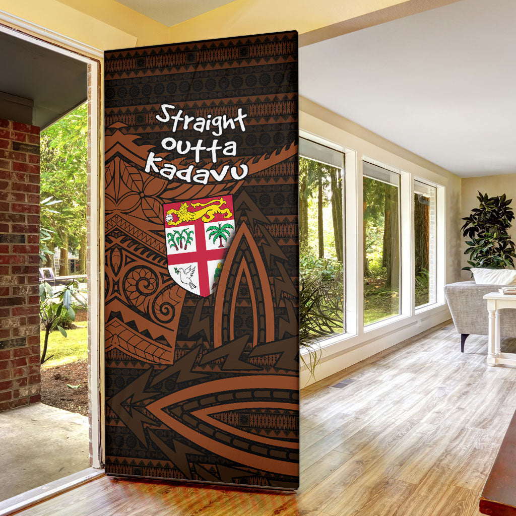 Straight Outta Kadavu Fiji Door Cover Tribal Polynesian Tattoo Coat Of Arms Flag TS04 - Polynesian Pride