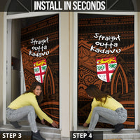 Straight Outta Kadavu Fiji Door Cover Tribal Polynesian Tattoo Coat Of Arms Flag TS04 - Polynesian Pride