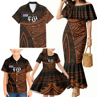 Straight Outta Kadavu Fiji Family Matching Mermaid Dress and Hawaiian Shirt Tribal Polynesian Tattoo Coat Of Arms Flag TS04 - Polynesian Pride