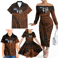Straight Outta Kadavu Fiji Family Matching Off The Shoulder Long Sleeve Dress and Hawaiian Shirt Tribal Polynesian Tattoo Coat Of Arms Flag TS04 - Polynesian Pride
