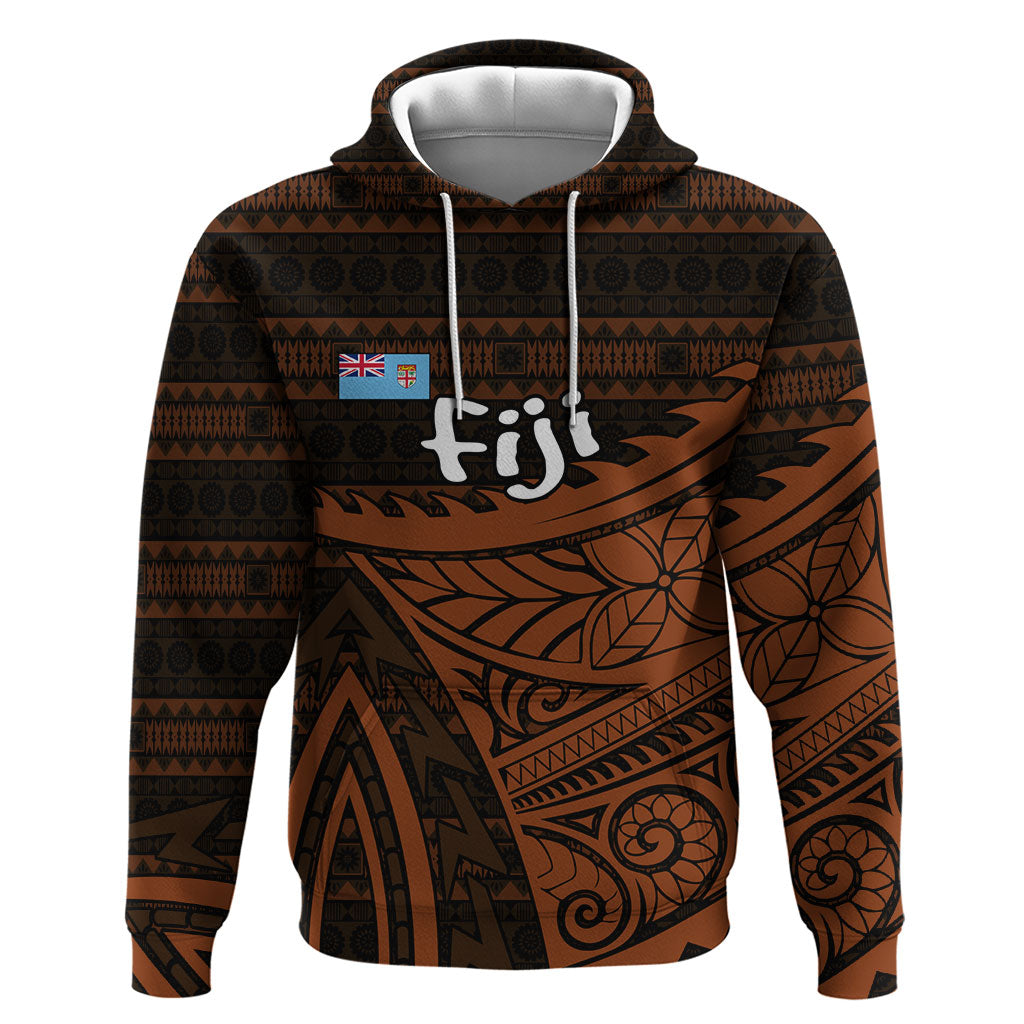 Straight Outta Kadavu Fiji Hoodie Tribal Polynesian Tattoo Coat Of Arms Flag TS04 Pullover Hoodie Brown Black - Polynesian Pride