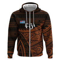 Straight Outta Kadavu Fiji Hoodie Tribal Polynesian Tattoo Coat Of Arms Flag TS04 Zip Hoodie Brown Black - Polynesian Pride